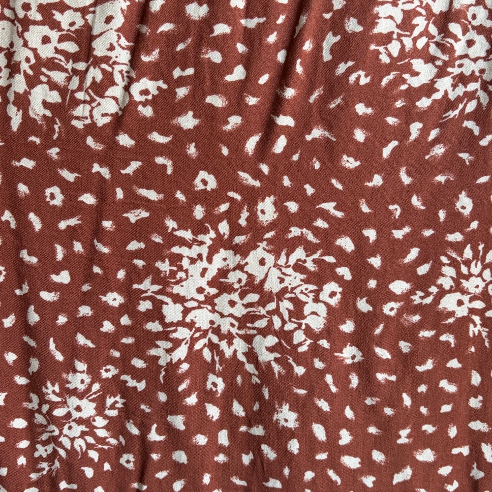 Knox Rose Floral Print Peasant Boho Mini Dress Women's Size Large Rust Cream - Picture 10 of 12